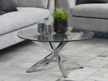 Couchtisch >Hella< in Chromfarben aus Glas - 82x40x82cm (BxHxT)