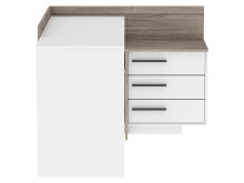 Eckschreibtisch >Thales< in Weiß / Eiche dunkel - 128.8x83.2x105.7cm (BxHxT)