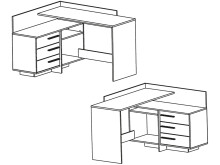 Eckschreibtisch >Thales< in Weiß / Eiche dunkel - 128.8x83.2x105.7cm (BxHxT)