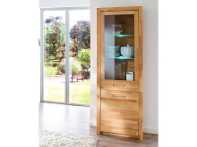 Vitrine >Leduc< in Kernbuche/RE aus Metall - 66x203x40cm (BxHxT)