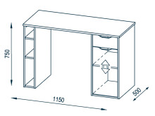 Schreibtisch >Max< in Icy-Weiß - 115x75x50cm (BxHxT)