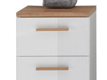 Unterschrank >Jenn< in Weiß/Hochglanz aus Glas - 35,5x89,5x33cm (BxHxT)