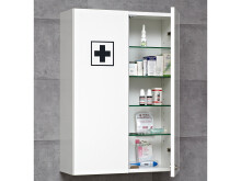 Medizinschrank >Adan< in Weiß aus Glas - 50x70x20cm (BxHxT)