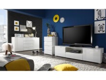 TV-Board >Suzette< in Weiß aus MDF - 165x42x40cm (BxHxT)