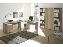 Eckschreibtisch >Clermont< in Sonoma-Eiche aus Metall - 220x72x70cm (BxHxT)