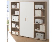 Büro-Set >Clermont< in Sonoma-Eiche/Weiß aus Metall