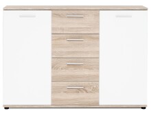 Sideboard >Jacklin< in Sonoma-Eiche Weiß - 120x85x35cm (BxHxT)