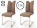 Esszimmerstuhl >Kerrin< (2-er Set) in Cappuccino aus Echtleder - 45x102x58 (BxHxT)