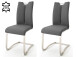 Esszimmerstuhl >Kerrin< (2-er Set) in grau aus Echtleder - 45x102x58cm (BxHxT)