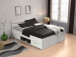 Stauraumbett >Lorenzo< in Perle Weiß - 144.5x74.2x204.3cm (BxHxT)
