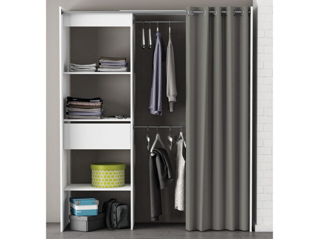 Kleiderschrank in Perle-Weiß - 168,2x187x50cm (BxHxT)