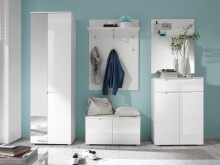 Garderobenpaneel >Suzette< in weiß-glänzend aus MDF - 80x119x30cm (BxHxT)