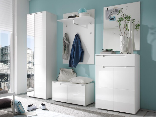 Garderoben-Set >Suzette< in Weiß aus MDF - 230x198x40cm (BxHxT)