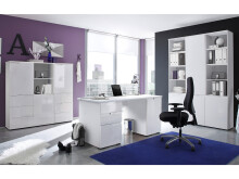 Büro-Set >Suzette< (3-teilig) in Weiß aus MDF - 150x145x35cm (BxHxT)
