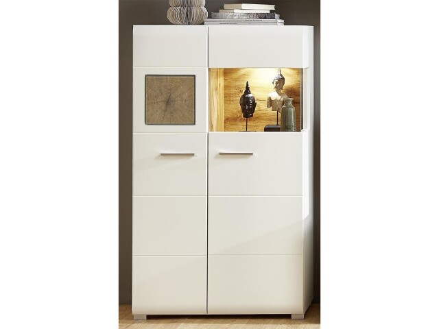Vitrine >Kathlin< in Weiß/Matt aus Metall - 80x139x37cm (BxHxT)