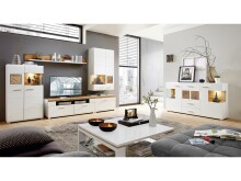 Vitrine >Kathlin< in Weiß/Matt aus Metall - 80x139x37cm (BxHxT)