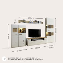 Wohnwand >Kathlin II< in Weiß/Matt aus Metall - 325x205x47cm (BxHxT)