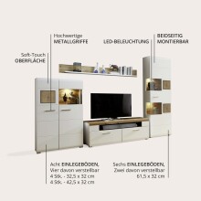 Wohnwand >Kathlin II< in Weiß/Matt aus Metall - 325x205x47cm (BxHxT)