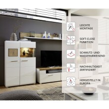 Wohnwand >Kathlin II< in Weiß/Matt aus Metall - 325x205x47cm (BxHxT)