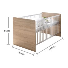 Babybett >Floris< in Sonoma-Eiche - 144x80x82cm (BxHxT)
