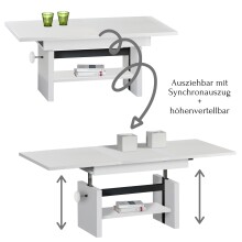 Couchtisch >Bruni< in Weiß - 150x48x65cm (BxHxT)