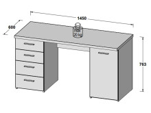 Schreibtisch >Balu< in Weiß/Matt - 145x76,3x60cm (BxHxT)