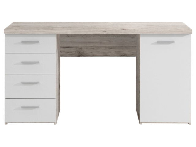 Schreibtisch >Balu< in Sandeiche Weiß matt - 145x76,3x60cm (BxHxT)