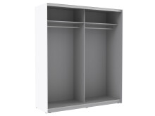 Schwebetürenschrank >Zorana< in Weiß Beton Lichtgrau - 170.3x190.5x61.2 (BxHxT)