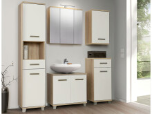 Hochschrank >Aggi< in Sonoma-Eiche aus Metall - 40.2x186.8x34.8cm (BxHxT)