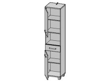 Hochschrank >Aggi< in Sonoma-Eiche aus Metall - 40.2x186.8x34.8cm (BxHxT)
