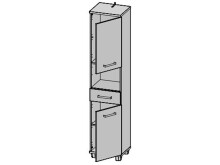 Hochschrank >Aggi< in Sonoma-Eiche aus Metall - 40.2x186.8x34.8cm (BxHxT)