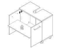 Waschbeckenunterschrank >Aggi< in Sonoma-Eiche aus Metall - 68.6x62x34.8 (BxHxT)