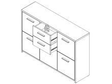 Sideboard >Odessa< in Sonoma-Eiche Weiß - 114.1x77.5x29.6cm (BxHxT)