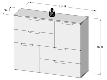 Kommode >Salinas< in Weiß aus MDF - 114.9x92.9x34.1cm (BxHxT)