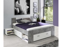 Bett >Belfast I< in Betonoptik Lichtgrau - 203,6x86x143,4cm (BxHxT)