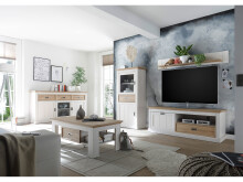 Wandboard >Briana< in New White aus MDF - 155x24x21cm (BxHxT)