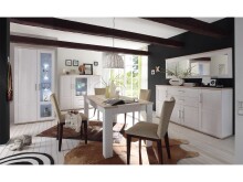 Highboard >Barbara< in Sibiu-Lärche aus Glas - 156x137x46cm (BxHxT)