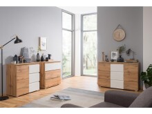 Kommode >Ravenna< in Honig-Eiche Weiß - 80x80x40cm (BxHxT)