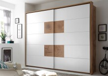 Schwebetürenschrank >Constantin< in Wildeiche / Weiß - 270x225x60cm (BxHxT)