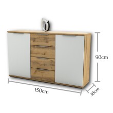 Sideboard >Constantin< in Wildeiche - 150x90x38cm (BxHxT)