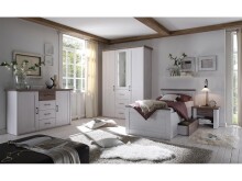 Bett >Lebbie< in Pinie Weiß - 106x91x205cm (BxHxT)