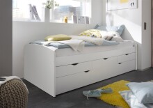 Bettgestell >Georgina< in Weiß - 96x23,5x198cm (BxHxT)