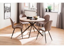 Esstisch >Tyrus< in Wildeiche aus MDF - 120x76x120cm (BxHxT)