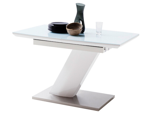 Esstisch >Darrin I< (ausziehbar) in Weiß aus MDF - 120(160)x76x80cm (BxHxT)