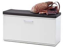 Sitzbank >Gandia< in Weiß matt / Weiß Hochglanz aus Metall - 90x47x38cm (BxHxT)