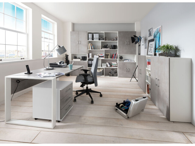 Büro-Set >Hamburg IV< in Weiß aus Metall