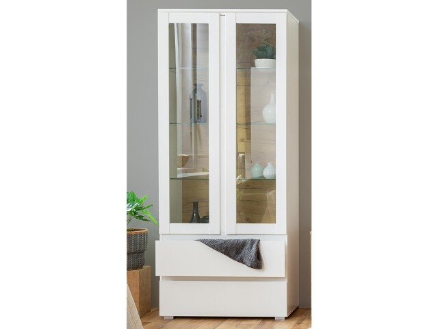 Vitrine >Ravenna I< in Weiß/Matt aus Glas - 80x191x40cm (BxHxT)
