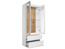 Vitrine >Ravenna I< in Weiß/Matt aus Glas - 80x191x40cm (BxHxT)