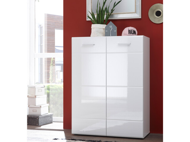 Schuhschrank >Olivia< in Weiß aus MDF - 90x122x40cm (BxHxT)