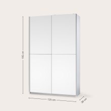 Schwebetürenschrank >Fred< in Weiß - 125x195.5x38cm (BxHxT)